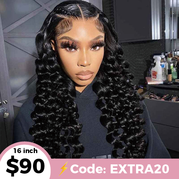 OhMyPretty Loose Deep Wave 13x4 Lace Front Wig With Pre-plucked Edges