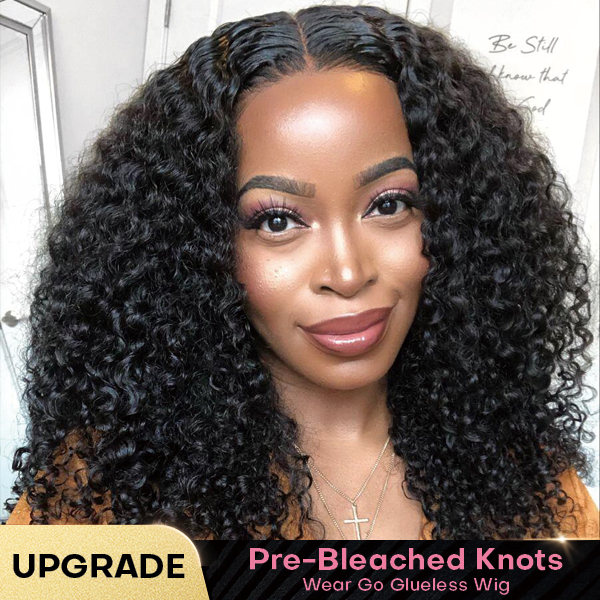 OhMyPretty Bleach Knots Glueless Kinky Curly Wear Go 6x4 HD Lace Wig With Pre-plucked Edges