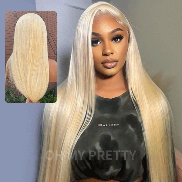 OhMyPretty Wear Go Glueless 613 Blond Color Straight HD Lace Closure Wig With Pre-plucked Hairline Pre-cut Lace