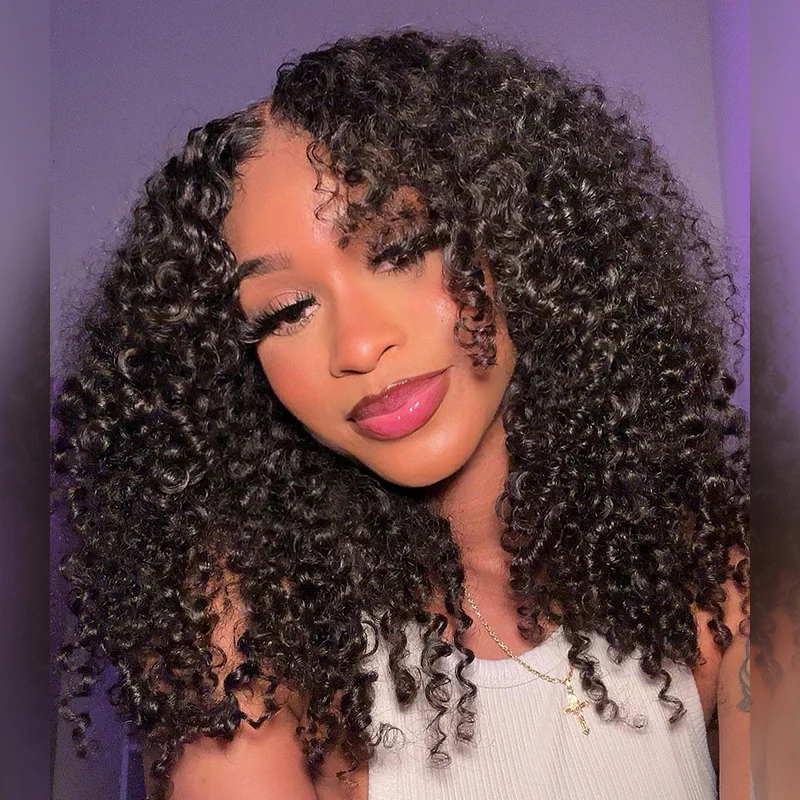 OhMyPretty Wear Go Glueless 9x6 HD Lace Kinky Curly Wig Pre Cut HD Lace with Natural Hairline Mini Knots