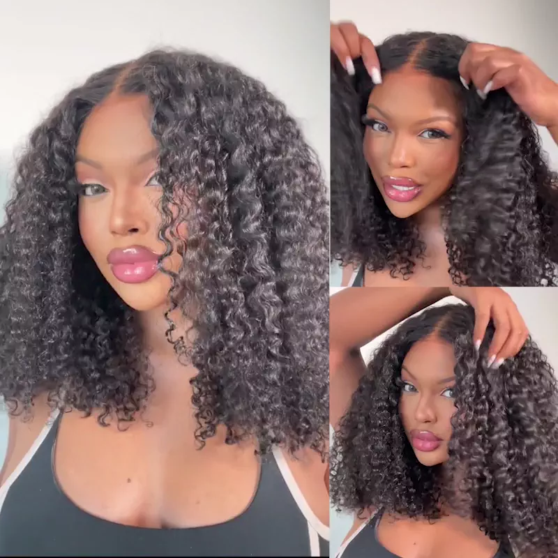 OhMyPretty Wear Go Kinky Curly Glueless 6x4 HD Lace Closure Wig With Pre-plucked Edges Gorgeous Natural Coily Curl