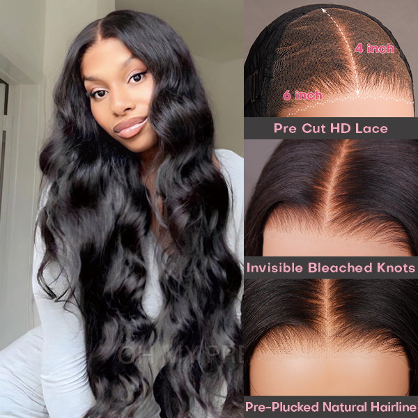 Middle Part Wig Bleach Knots Glueless Body Wave Wig