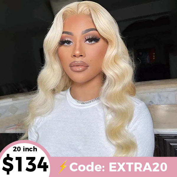 OhMyPretty Body Wave 613 Blonde 4x4 Lace Closure Wig with Pre-plucked Edges