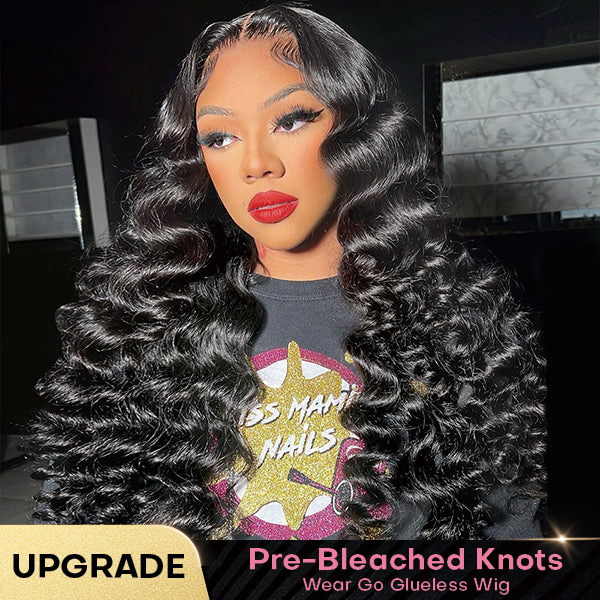 OhMyPretty Bleach Knots Glueless Loose Deep Wave Wear Go 6x4 HD Lace Wig With Pre-plucked Edges