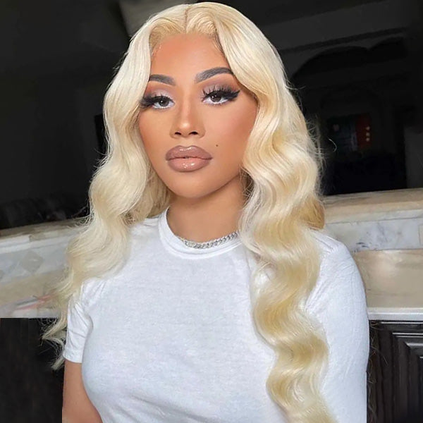OhMyPretty Body Wave 613 Blonde 4x4 Lace Closure Wig with Pre-plucked Edges