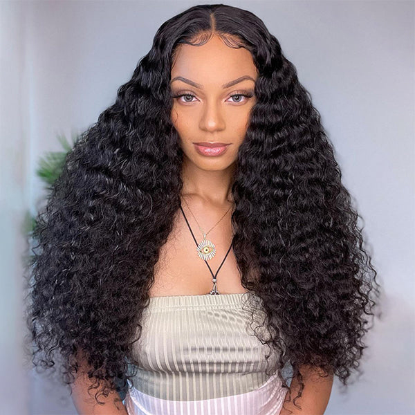 OhMyPretty Deep Wave 13x4 Lace Front Wig With Pre-plucked Edges
