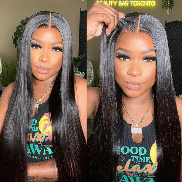 OhMyPretty Bleach Knots Glueless Straight Wear Go 6x4 HD Lace Wig With Pre-plucked Edges
