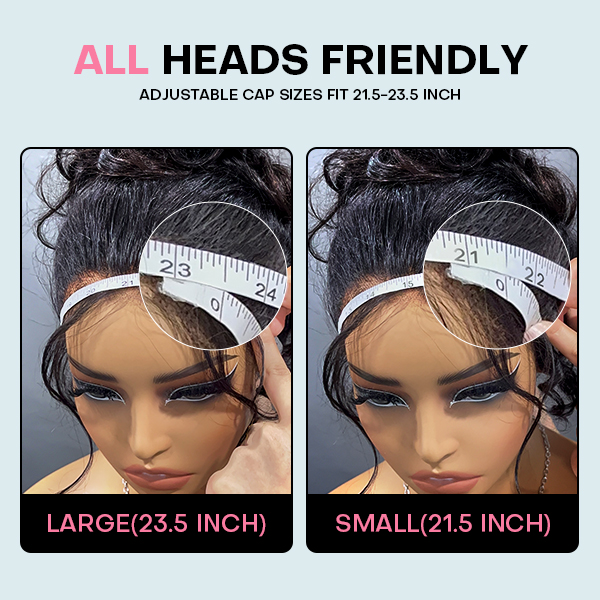 OMpretty 360 Water Wave Invisi Drawstring Wear Go Glueless Pre-Bleached And Pre-Cut Lace Human Hair Wig