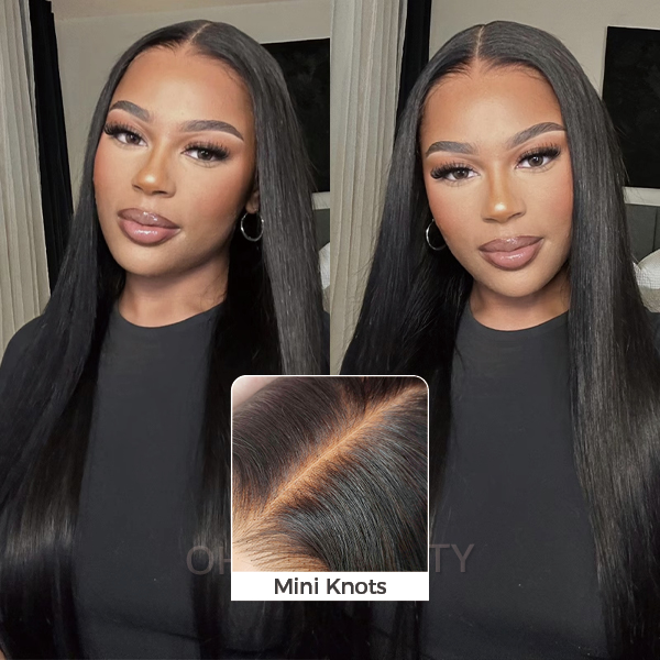 OhMyPretty Wear Go Glueless 9x6 Lace Straight Wig M Cap Super Natural Hairline Silky Human Hair  Mini Knots Pre plucked &Pre Bleached & Pre Cut