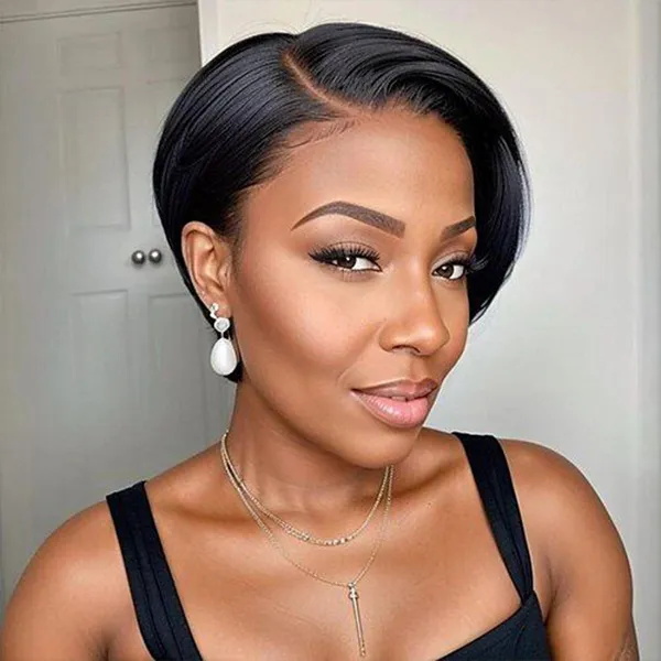4 inch wig straight pixie haircut 13x4 lace front wig