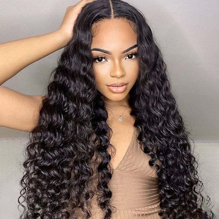 OhMyPretty Loose Deep Wave 13x4 HD Lace Front Wig Prebleached Knots With Pre-plucked Edges