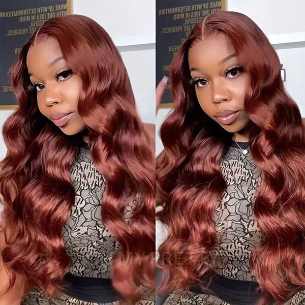 Reddish Brown Color Body Wave 6x4 Lace Wig