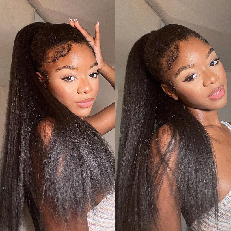 Kinky Straight Drawstring Ponytail