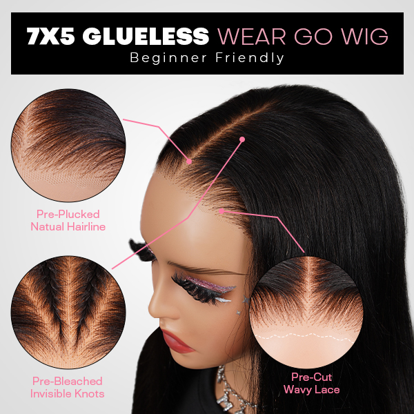 OhMyPretty Bleach Knots Glueless Water Wave Wear Go 7x5 Lace Wig With Pre-plucked Edges