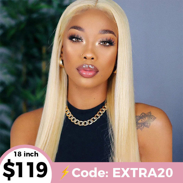 OhMyPretty #613 Blonde Straight 4x4 Lace Closure Wig With Pre-plucked Edges