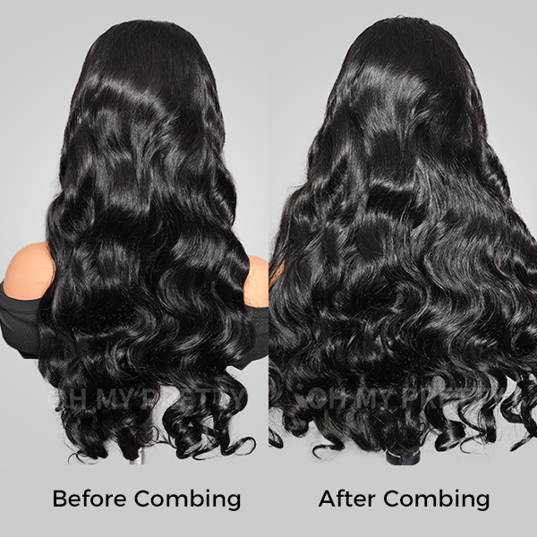 OhMyPretty Wear Go Glueless 9x6 Lace Body Wave Wig M Cap Pre Cut Lace with Natural Hairline Mini Knots