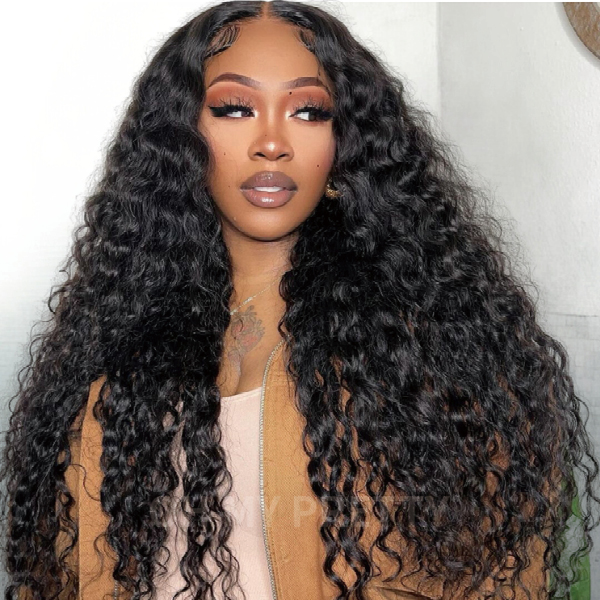 V Part Wigs Deep Wave Thin Part Human Hair Wig Beginner Friendly