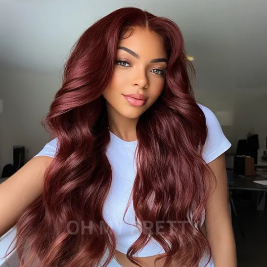 Face-Framing Layers Reddish Brown Body Wave Glueless Wig HD Lace