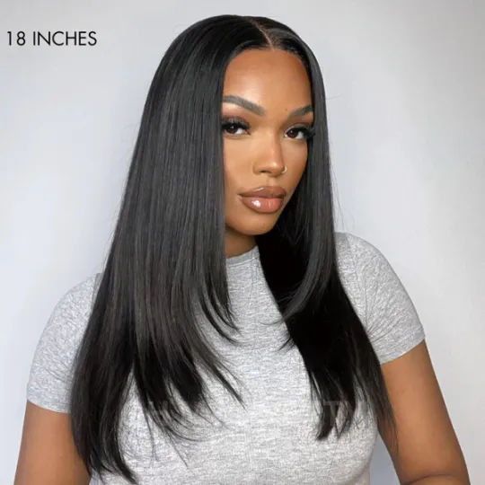 Glueless 9x6 Lace Straight Wig M Cap Super Natural Hairline Human Hair Layer Cut