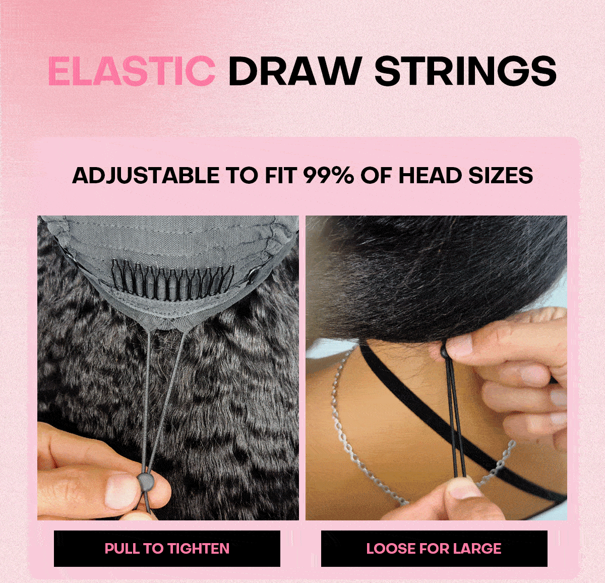 loose deep wave half wig drawstring design