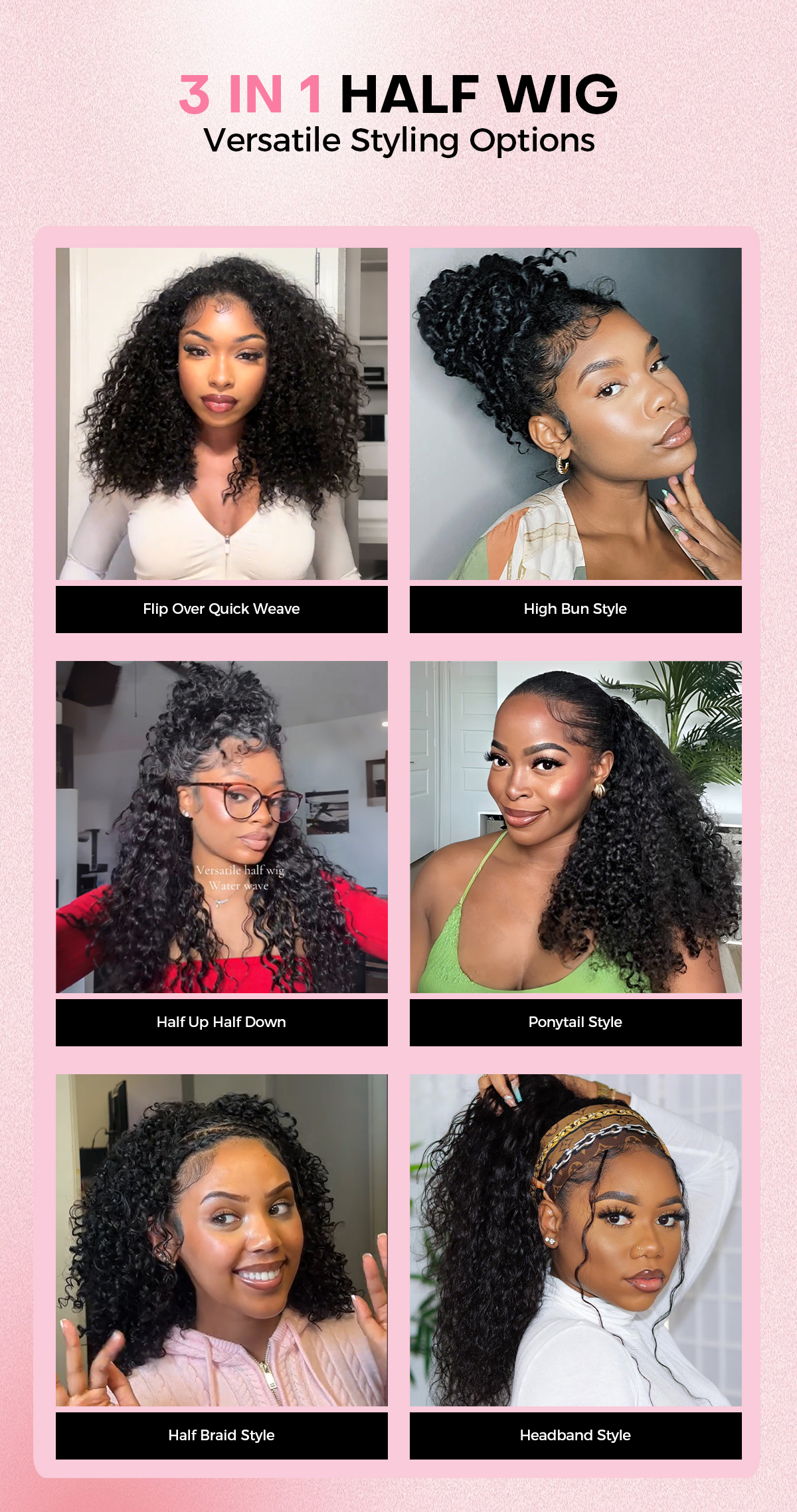 loose deep wave half wigs