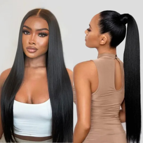 OMpretty 360 Straight Invisi Drawstring Glueless Wig