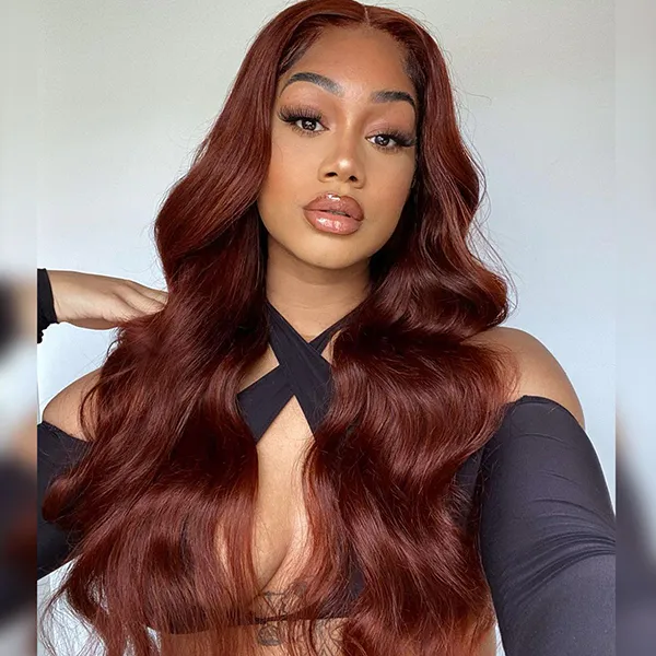 Reddish Brown Color Body Wave Wig