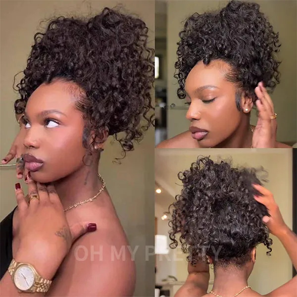 Scattered all over the head water wave Ponytail Half Wigs