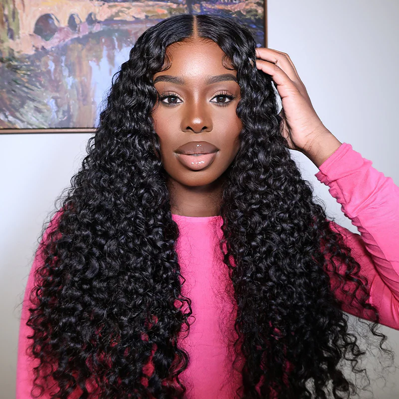 OhMyPretty Wear Go Glueless Water Wave 9x6 HD Lace Wig Pre-Bleached Tiny Knots Pre-Plucked