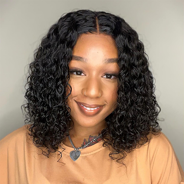 Cheap glueless bob wigs for beginners Wear Go Water Wave Glueless 13x4 Lace Frontal Bob Wig With Pre-plucked Edges