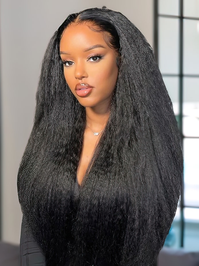 Pre-Cut&Plucked HD Lace Kinky Straight 6x4 Glueless Wear Go Wig Sale