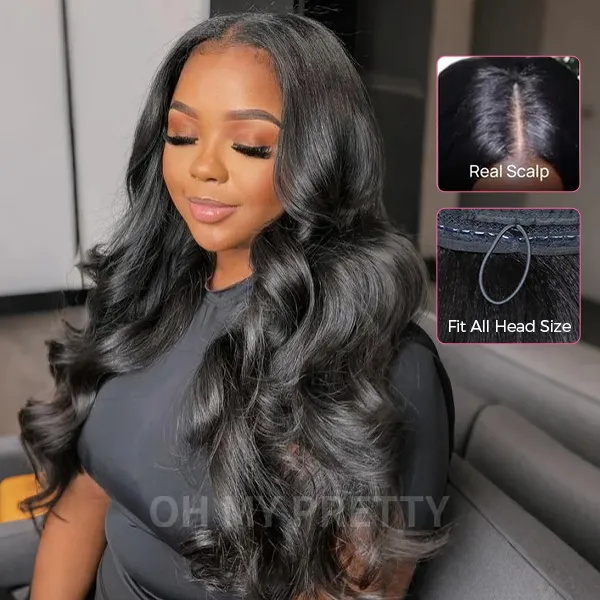 butterfly cut body wave u part wig