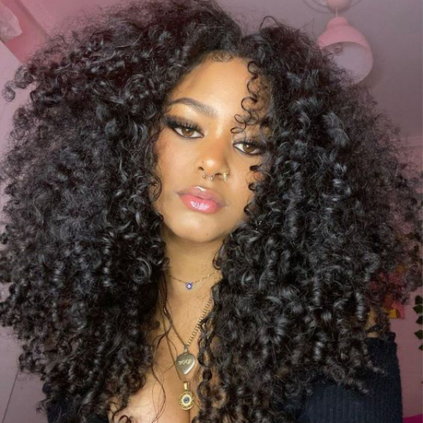 OhMyPretty V Part Wigs kinky Curly Thin Part Human Hair Wig