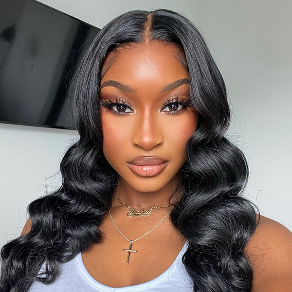 OhMyPretty Body Wave 13x4 HD Lace Front Wig Prebleached Knots With Pre-plucked Edges