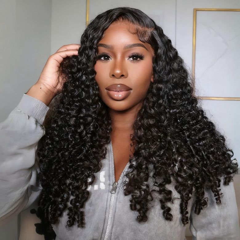 Subscribers-only | 13x6 Wear Go 250% Density Burmese Curly Glueless Wig Invisi Draw-string Pre-bleached Knots Pre-plucked Pre-Cut Wig