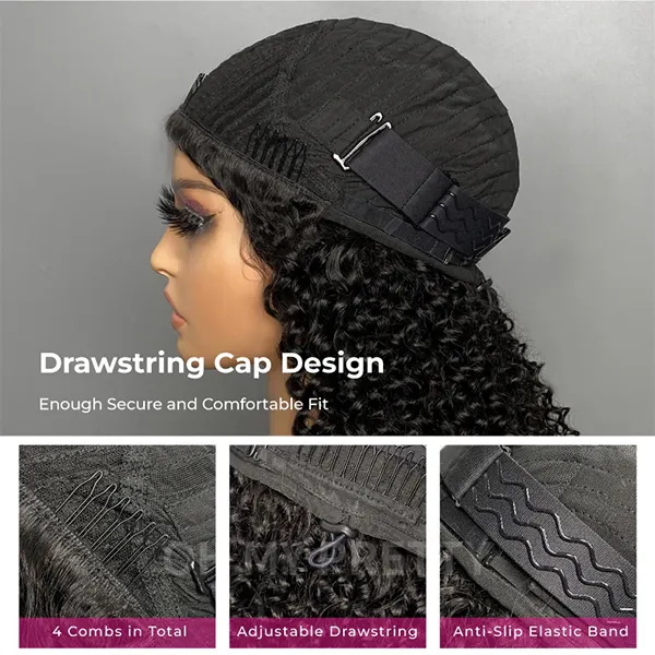upgraded half wig drawstring cap design