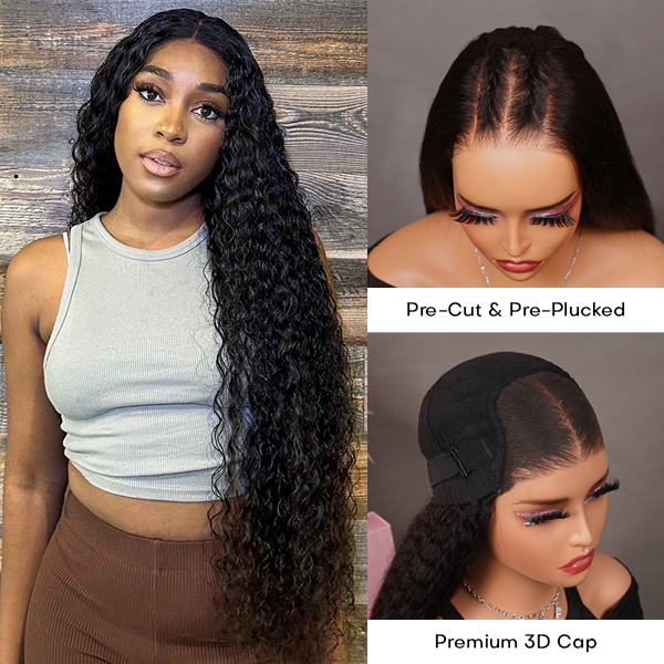OhMyPretty Glueless Water Wave Wear Go 6x4 HD Lace Wig With Pre-plucked Edges