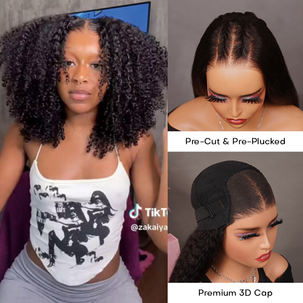 OhMyPretty Glueless Afro Curl Wear Go 6x4 HD Lace Wig With Pre-plucked Edges