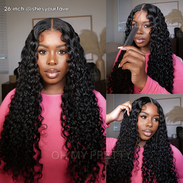 OhMyPretty Glueless Water Wave Wear Go 6X4 HD Lace Wig With Pre-plucked Edges