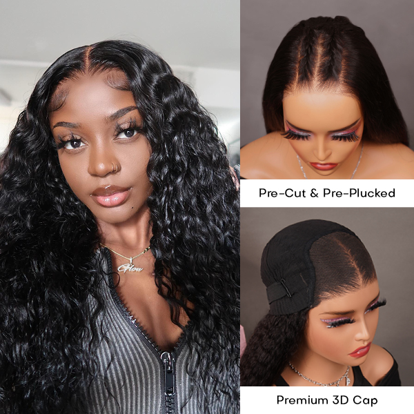OhMyPretty Glueless Deep Wave Wear Go 6x4 HD Lace Wig With Pre-plucked Edges