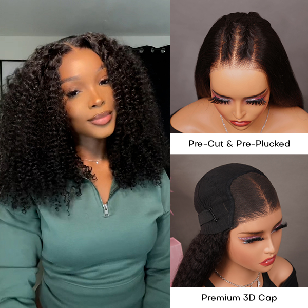 OhMyPretty Glueless Kinky Curly Wear Go 6x4 HD Lace Wig With Pre-plucked Edges