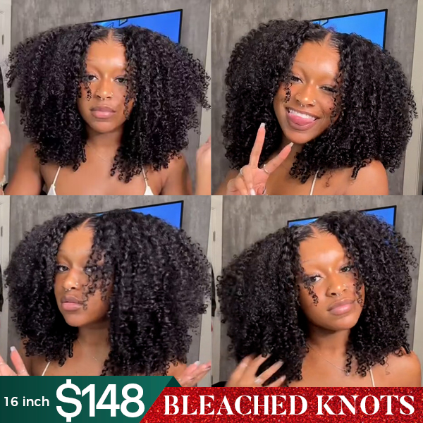 OhMyPretty Wear Go Afro Curl Glueless 6x4 HD Lace Closure Wig With Pre-plucked Edges