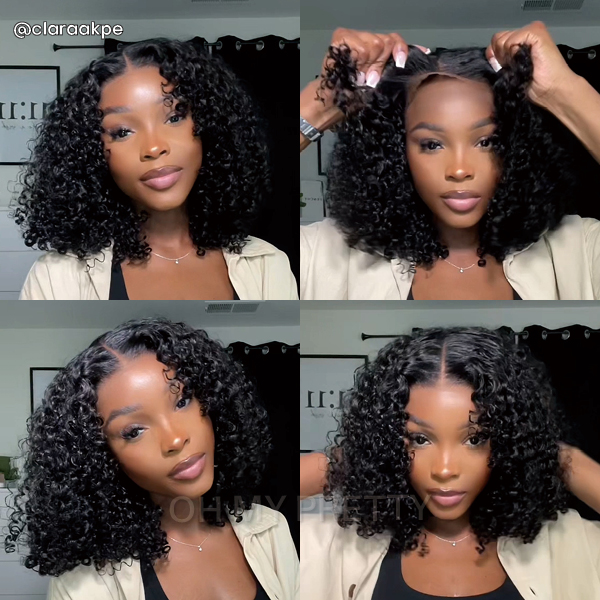 OhMyPretty Wear Go Kinky Curly Glueless 6x4 HD Lace Closure Wig With Pre-plucked Edges