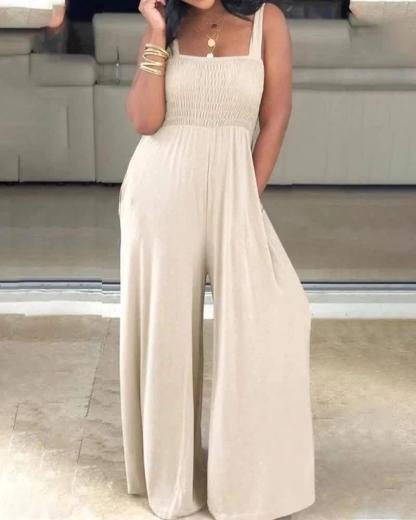 Loose Sleeveless Pleats Jumpsuit测试