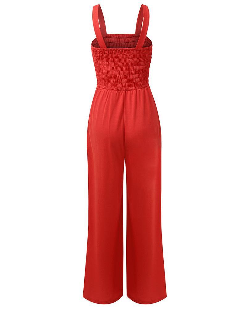 Loose Sleeveless Pleats Jumpsuit测试
