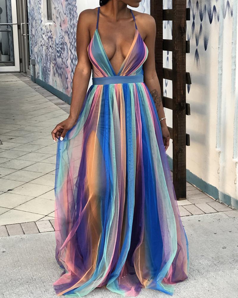 Chiffon Gradient Backless Maxi Dress测试