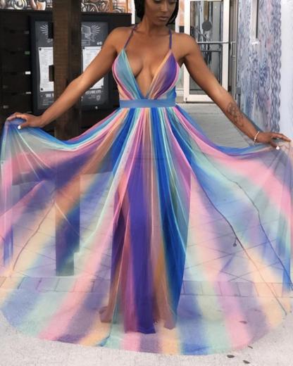 Chiffon Gradient Backless Maxi Dress测试