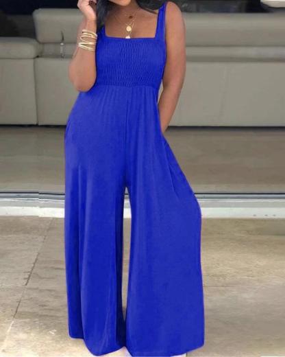 Loose Sleeveless Pleats Jumpsuit测试