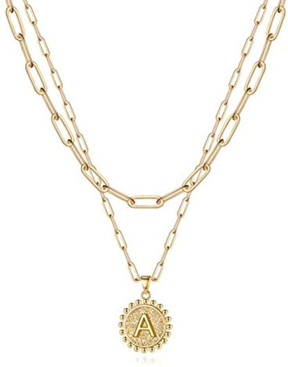 Layered Hexagon Letter Necklaces Paperclip Necklace Set for Women man Collier Chain Choker Initials Pendant Couple Jewelry Gifts