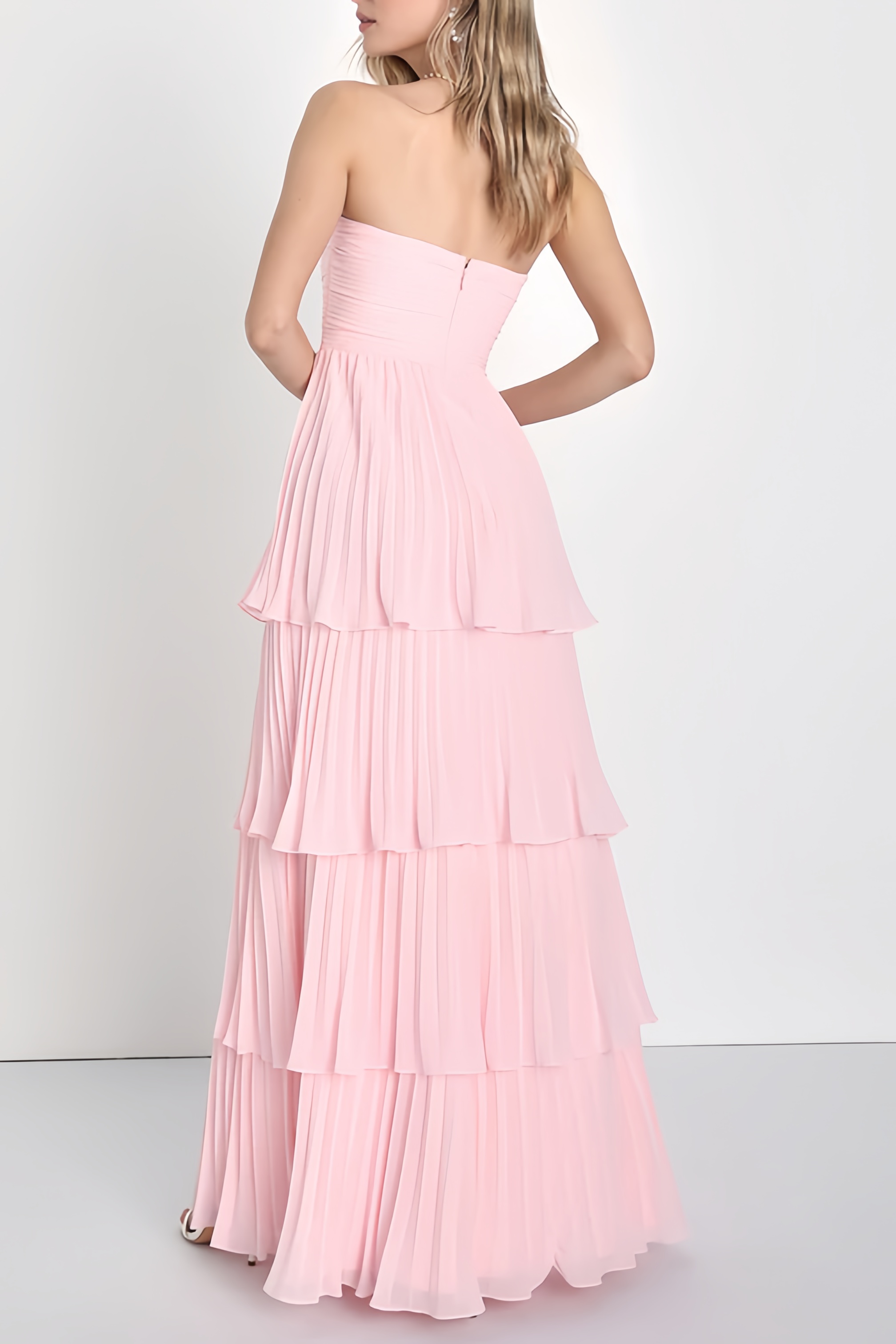 Calliope Strapless Tiered Maxi Dress - Pink